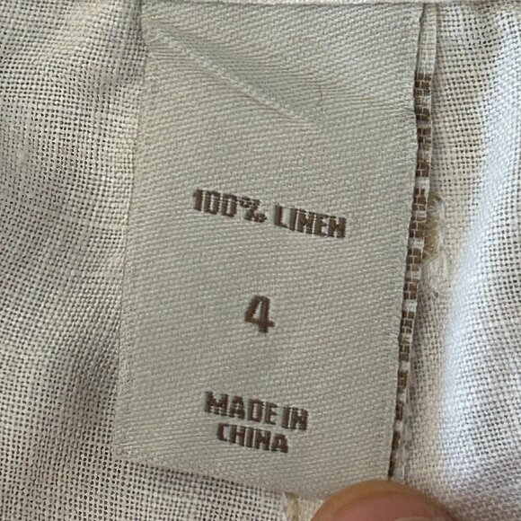 London Jean 100% Linen Chino Wide Leg Pants Jeans Mid Rise Size 4 Cream Preppy - Picture 7 of 11